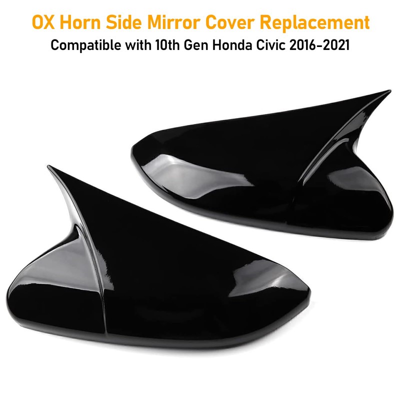 Moonlinks Compatible with 2016-2021 Honda Civic Side Ox Horn Mirror