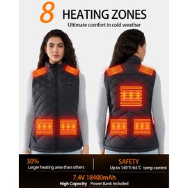 HILLSLTR Heated Vest Women with 18400mAh 7.4V Battery Pack Included, Water-Resistant Lightweight Outdoor Warming Vest,M