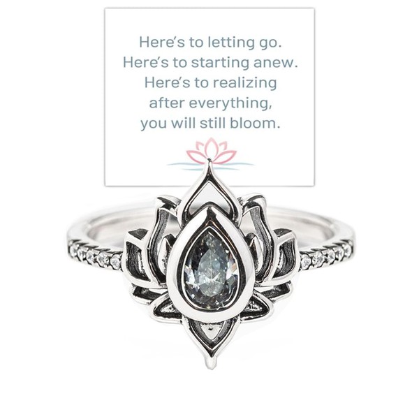 Fck It And Begin Again Lotus Ring, S925 Silver Lotus