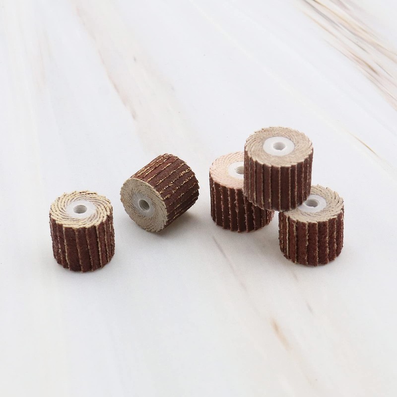 EMSea 80/120/240/320/600 Flap Wheel Sandpaper Sanding with Handle for Rotary