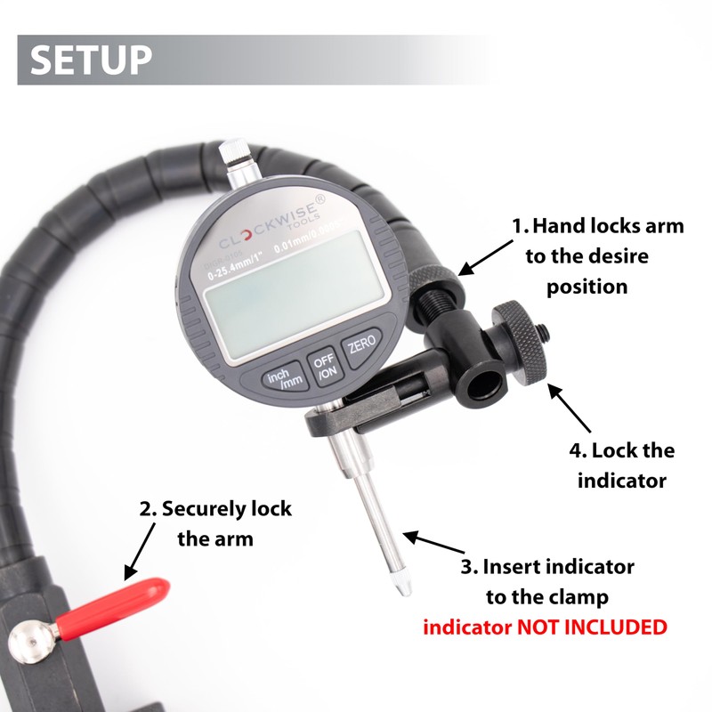 Clockwise Tools Magnetic Base, MGBR-04, Flexible Arm Magnetic Stand for