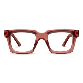 Peepers by PeeperSpecs Women's Spotlight Blue Light Blocking Reading Glasses and No Correction Eyewear Square, Rose, 1