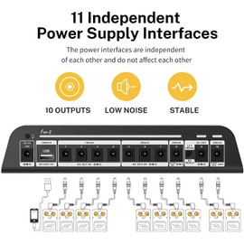 Donner DP-Z 9V Guitar Pedal Power Supply 11 Isolated DC Output with USB Port for 9V/12V/18V Effect Pedal DC 18v 2000m Input