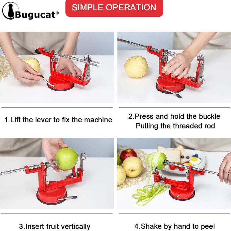 Bugucat Apple Peeler, Professional Apple Slicer, Apple Peeler, Spiral Cutter,