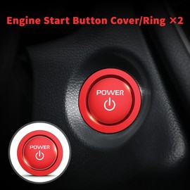 Polodunn for 2023 2024 2025 Toyota Corolla/Cross/Hybrid/Hatchback L LE XLE S SE XSE Accessories with 8" Screen- Rearview Mirror, Radio, A/C Knob Cover, Push Start Button Cover/Ring 6pcs (Red, Hybrid)