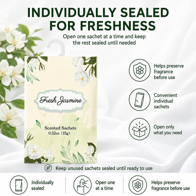 XL Jasmine Wardrobe Fresheners with Retractable Hanging Hook - 6