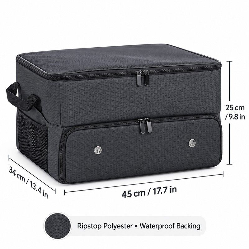 2-Layer Waterproof Golf Trunk Organizer with Ventilated 2-Pair Shoe Compartment