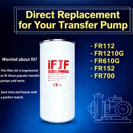 iFJF 1200KTF7018 Fuel Filter Spin-on Particulate Replacement for Transfer Pump FR112 FR1210G FR610G 18 GPM 3/4" with 1200KTG9075 Filter Head and 3/4” ST Elbow and 3/4 x 7” Nipple