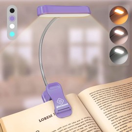 Glocusent Horizontal ET-Head Book Light for Reading in Bed, Eye Caring, CRI 95, 3 Colors & 5 Brightness, Rechargeable Long Lasting Reading Light, 1.8Oz Lightweight & Portable, Perfect for Book Lovers