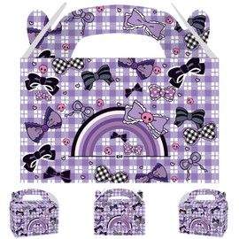CNMOAOAGS 12Pcs Anime Black Bow tie Birthday Decorations, Cartoon Hello Purple Birthday Party Favors Gift Boxes for Kids and Girls Party Theme Supplies