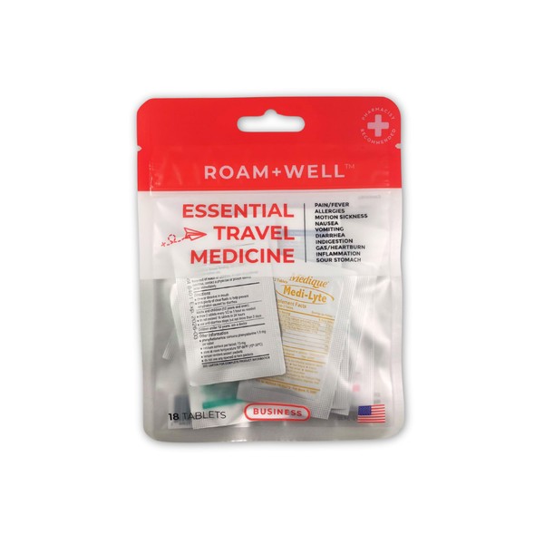 Roamwell Essential Travel Medicine Kit, OTC Travel Medication, TSA Approved