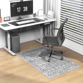 Modern Grey 30" x 48" Hard floor Chair Mats, Machine Wash Computer Chair Mat for Hardwood,Easy Glide Rolling Chairs Mat for Office & Home,Anti-Slip Floor Protector for Tile Floors,Foldable Office Mats