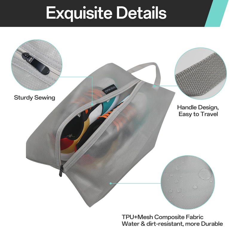 Travel Shoe Bag, gray, Shoe bag travel