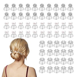 60 Pcs Spiral Bobby Pins in Different Shapes for Women and Girls, Bobby Pins in 3 Shapes of Diamonds, Pearls and Flowers Are Suitable for Many Hairstyles, Such As Ponytails and So on