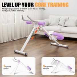 Abdominal Trainers - Adjustable Ab Trainer Machine, Foldable Abdominal Workout Equipment with Knee Protection - Home Gym Core Strength Trainer for Men & Women - Purple