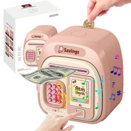 Electronic Piggy Bank with Music, Electronic Money Box, Safe for Children, Girls, Boys, Money Box with Password, Money Box, Children's Safe Password, ATM Piggy Bank (C)