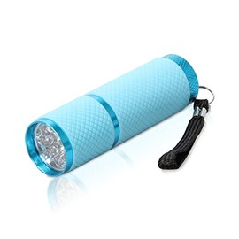 Adecco LLC 9 LED Glow in Dark Flashlights, Rubber Coated Small Flashlights with Straps, Portable Handy Lights for Camping, Hiking, Indoor, Blue