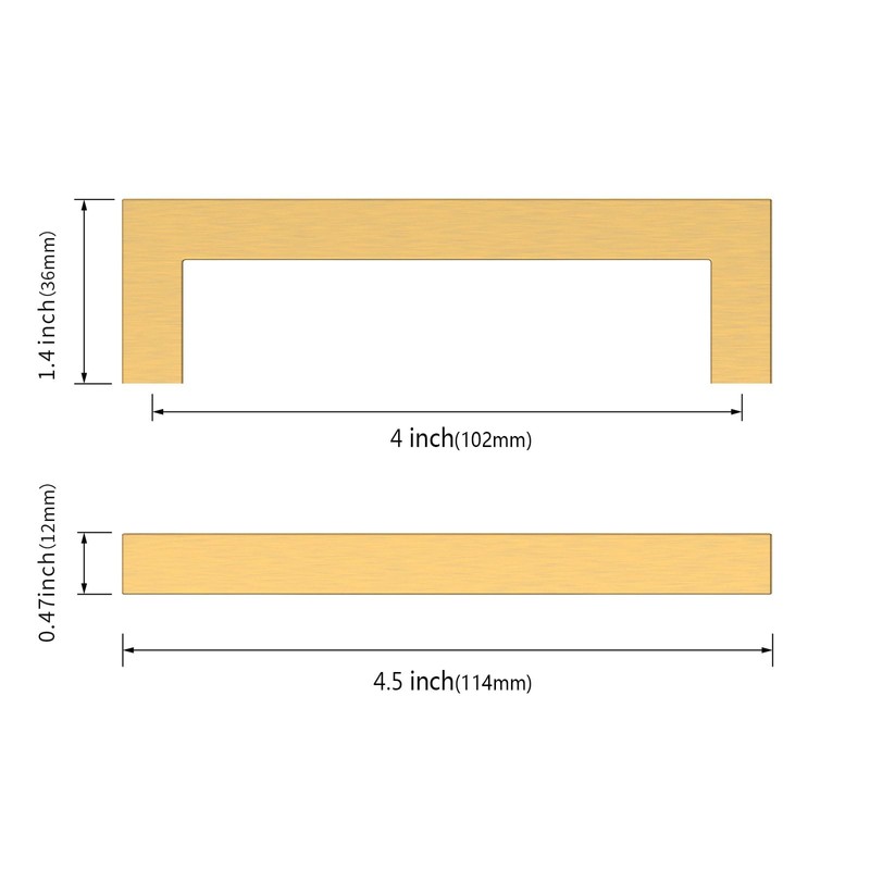 Asidrama 10 Pack 4 Inch(102mm) Gold Kitchen Cabinet Handles, Stainless