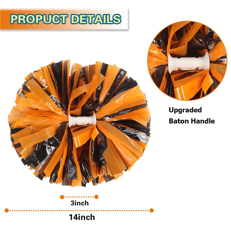Lovecheer - 2 pompones de plástico naranja y negro con