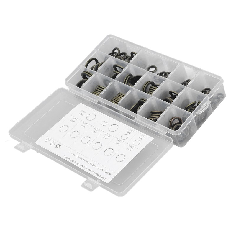 170PCS Set Drain Plug Gasket 10 Sizes Rubber and Metal