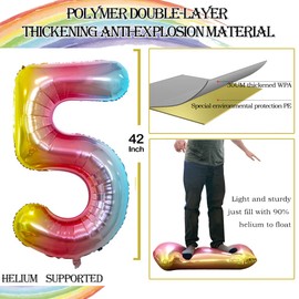 GOER Number 50 Balloons for 50th Birthday Party Decorations,42 Inch Jumbo Foil Helium Balloons for 50th Anniversary (Rainbow)