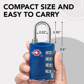Desired Tools TSA Locks for Luggage, 2-Pc Durable Steel Padlock, Keyless Easy to Read 4-Digit Combination Lock for Backpacks, Travel Suitcases, Toolbox, Filing Cabinets, Baggage & Gym Locker, Blue