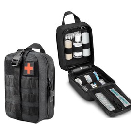 LevalCraft Tactical Molle First Aid IFAK Pouch, EMT Pouch Travel & Sports Trauma Compatible Backpack or Gear Waist Belt Kits for Car/Home/Boat Emergency Preparedness Essentials Items(Black)