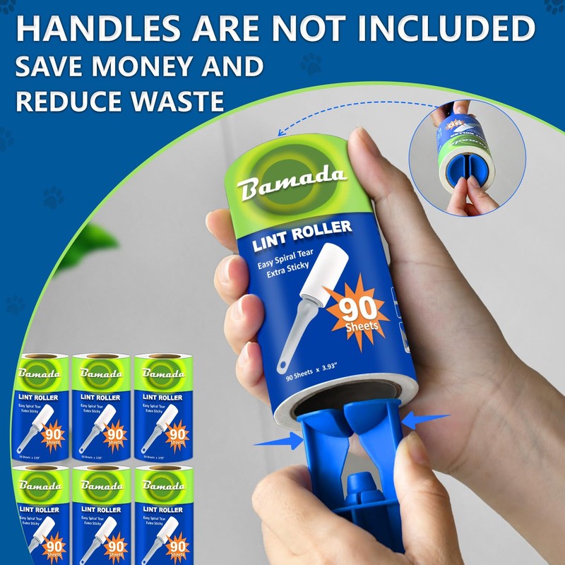 Lint Roller for Pet Hair, Pack of 6 with 540