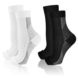 CJMUQHEHH 2 Paar Orthopädische Kompressionssocken, Kompressionsstrümpfe für Herren, Fersen und Plantarkompressionsstrümpfe, Schützende Kompressionsstrümpfe für Herren, Schwarz, Weiß, L (Gr. 44-47)