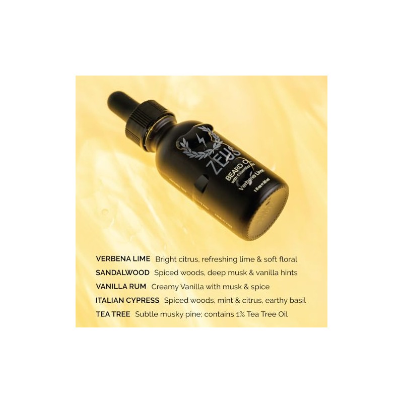 ZEUS Natural Beard Oil for Men with Essential Oils (Sandalwood)