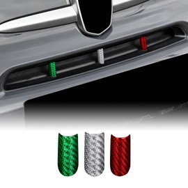 KUNGKIC Hard Carbon Fibre Front Grille Insert Trims Stripes Grills Cover for Abarth 595/695 2017-2023 Exterior Decoration Accessories, Gift, Italian Colour