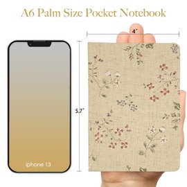 ipoul Pocket Notebook, Floral Linen Journal, Similar Embroidered, Notebooks 4x6, Lay Flat Sketchbook, A6 Notebook, Hardcover, Lined & Unlined Notebook, Apricot