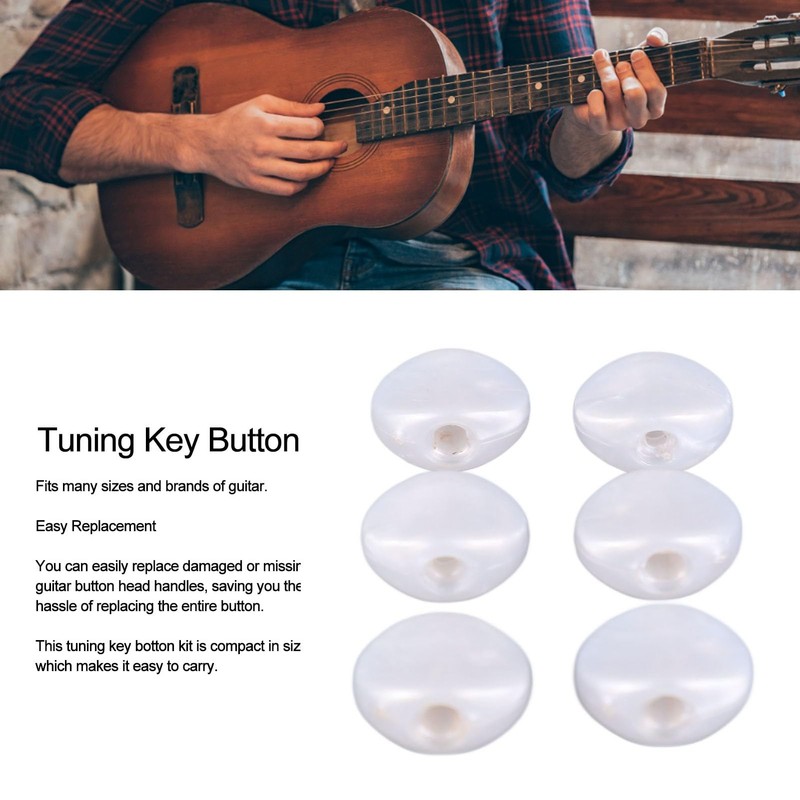 6PCS Guitar Tuning Key Button Plastic Oval Electric Guitar Tuners