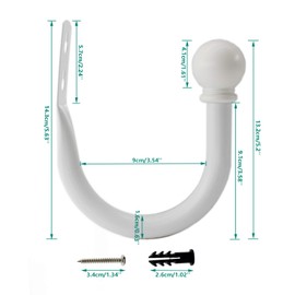 Decorative Curtain Holdbacks,ULIFESTAR Wall Mounted Window Drapery Tiebacks Hooks Drape Holdbacks Holders for Bedroom,Livingroom,Office with Installation Screws (White)