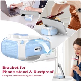 R-fun Compatible AirPods 3rd Generation Headphone Cases, Fully Drop Proof Auto Eject Protective Cover Design, New Charging Port Dust and Stand Design，Blue+White