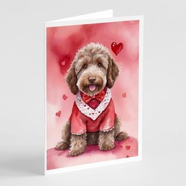 Caroline's Treasures DAC5379GCA7P Labradoodle My Valentine Greeting Cards Pack of 8 Blank Cards with Envelopes Whimsical A7 Size 5x7 Blank Note Cards