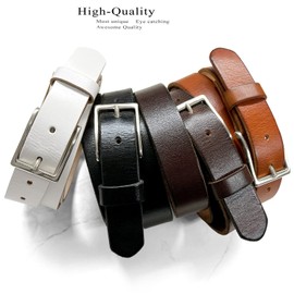 Men's Vintage Style Full Grain Leather 1-1/8" Wide Belt (Brown, 38)