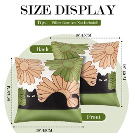 La Desire Black Cat Pillow Covers, 4PCS Super Soft Short Velvet Cushion Covers with Double-Sided Print, Cozy Home Decor for Cat Lovers, Perfect for Sofa, Bedroom, Couch & Outdoor Use (18x18 Inch)