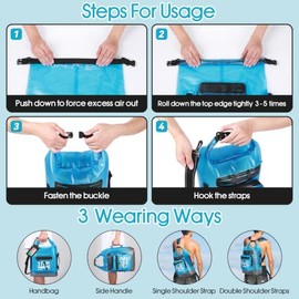 MORXPLOR Bolsa seca impermeable, mochila seca enrollable de 5L/10L/20L/30L/40L/55L con funda impermeable para teléfono para natación, kayak