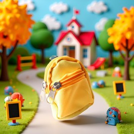 WLngtv Yellow Mini Doll Backpack School Bag Model Dollhouse School Accessory for 1/6 Scale Dollhouse Decor