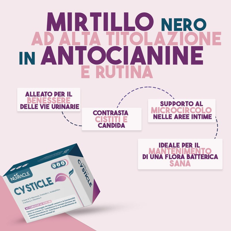 CYSTICLE | D-Mannosio Puro 1200mg | Integratore Cistite, con Mirtillo
