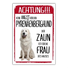Pyrenaenberghund Dog Sign Warning Fence Woman Saying Door Sign Dog Sign Warning Sign Gift Idea Funny Saying Dog Motif Aluminium Weatherproof Dog Sign