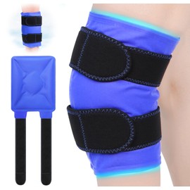 Bolsa de Hielo en Gel para Rodilla, Paquetes de Hielo Deportivos, Compresa de Frio para Lesiones,con Correas Ajustables, Ice Pack con Compresa Gel Frío Caliente,Paquetes de Frío Reutilizables (Azul)