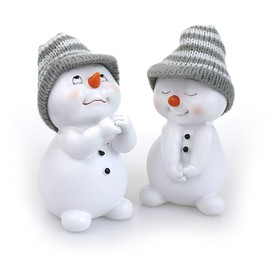 2 x Standing Garden Gnome Dwarf Girl & Boy Set Figurine Ceramic Grey Stone Look 10 cm – Fun Garden Ornament Decoration Garden Ornament