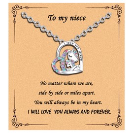 Lucky Necklace Women Crystal Heart Pendant Necklaces Jewelry Gifts for Daughter Granddaughter Niece Birthday Christmas Day Gifts (niece)