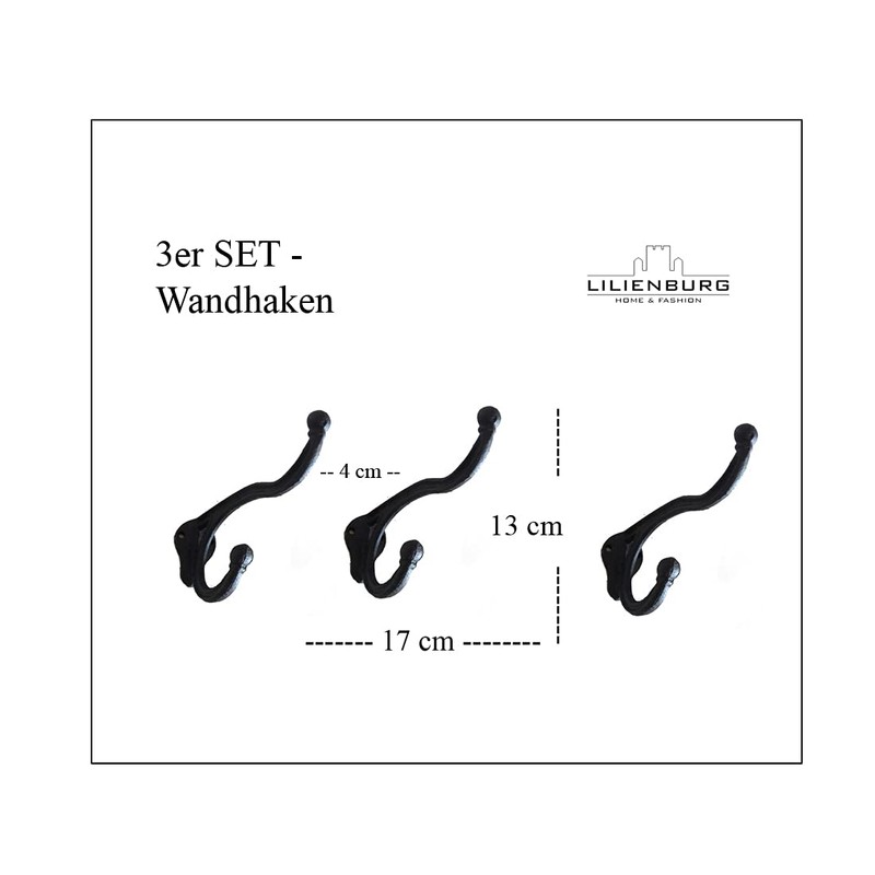 Lilienburg Set of 3 Coat Hooks Wall Coat Hooks Metal