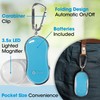Pocket LED Magnifier w/Carabiner Clip, Light Blue, Retail