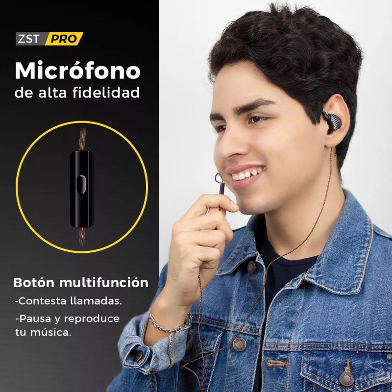KZ Binden Audífonos Híbridos Kz Zst Pro Dual Drivers Para