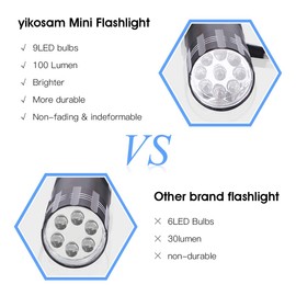 yikosam yikosam 10 Pack of Flashlights 9 LED Mini Aluminum Flashlight Bulk with Lanyard 30 AAA Batteries Included Assorted Colors Handheld Flashlights for Hurricane Supplies Camping, Night Reading, Cycling