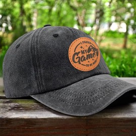 Gaming Hat for Men Women,Hats Gifts for Teenage Boys Game Lover,Adjustable Cotton Leather Patch Gamers Baseball Cap, I Paused My Game to Be Here-round, One Size